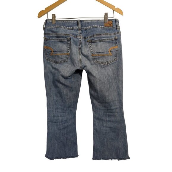 American Eagle Capri Jeans Womens 6 Short Distressed Artist Stretch Blue - Picture 2 of 11